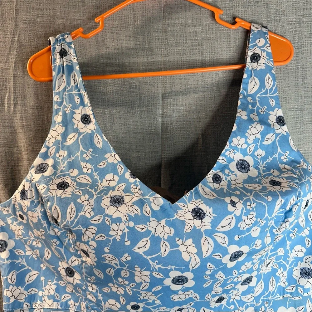 Hell Bunny Blue Floral 50s Retro Swing Dress 4XL Pockets Rockabilly Pinup Swing - Picture 2 of 14